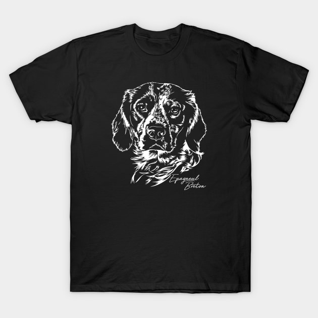 Epagneul Breton dog Portrait T-Shirt by wilsigns